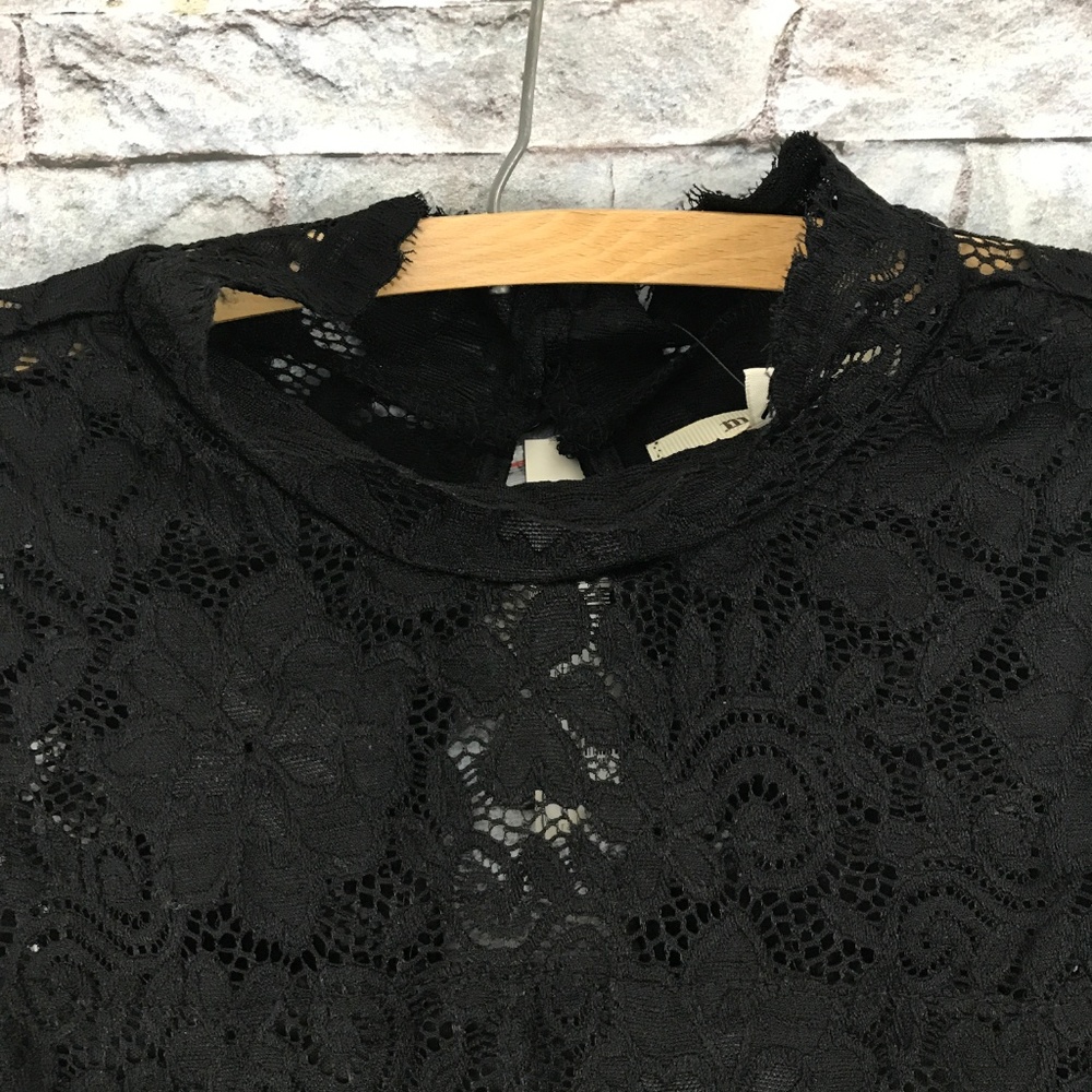 Francesca's Miami Black Lace High Neck  Romper - Picture 3 of 8